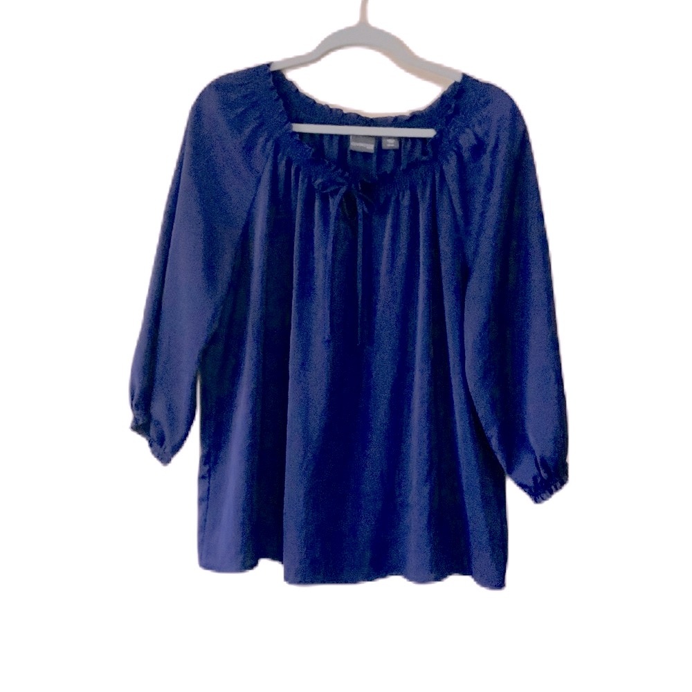 Covington Blue Tie Front Relaxed Blouse